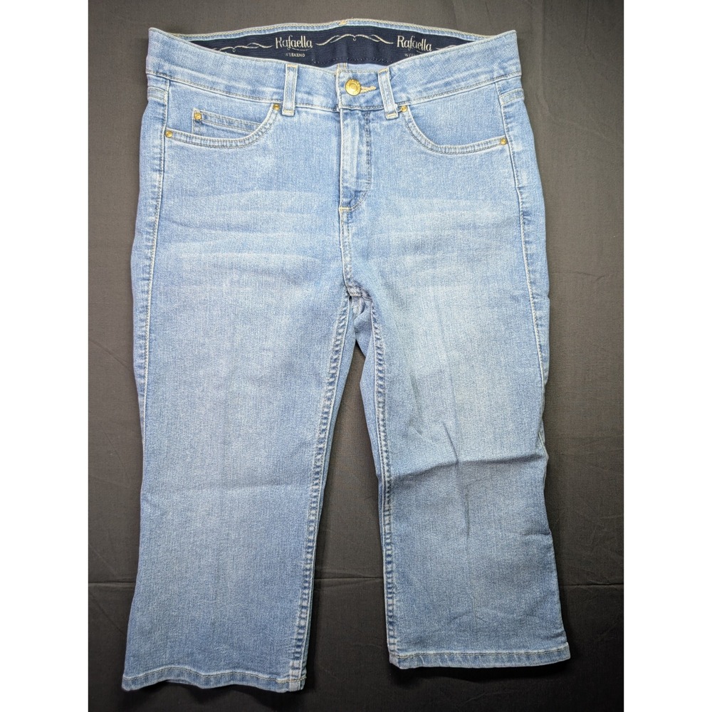 Rafaella Weekend Womens Light Wash Stretch Denim Capri Jeans Size 6 Cropped